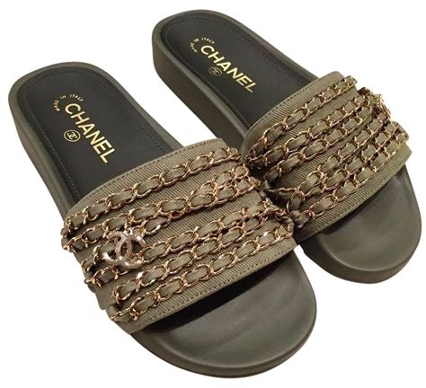 chanel khaki sandals|flat Chanel sandals women.